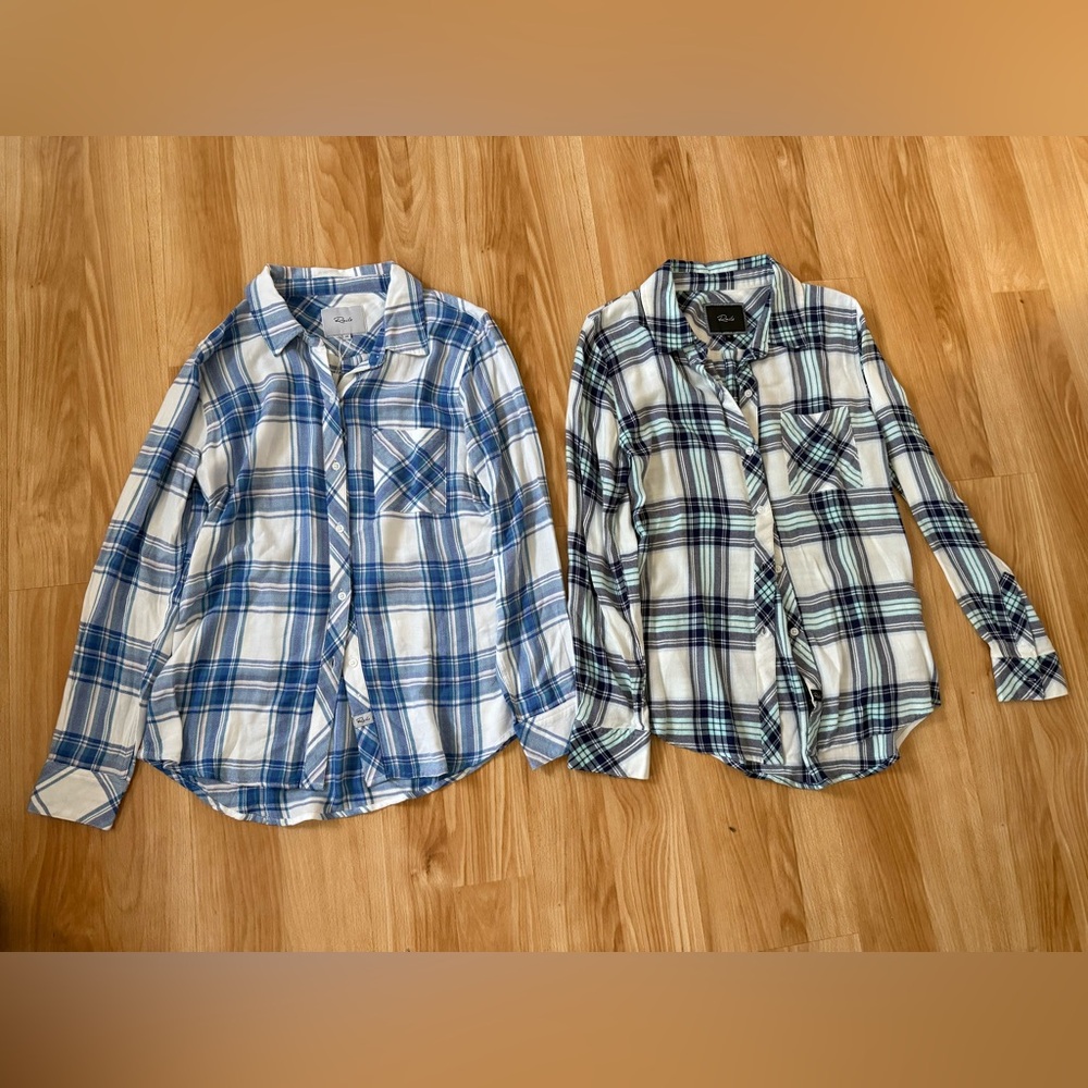 Two Rails Plaid Button Downs, one NWT - Picture 2 of 5